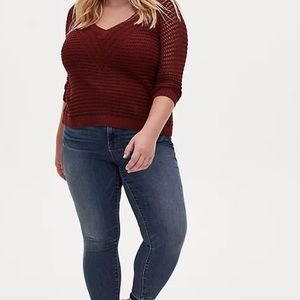 Torrid Open Stitch v-neck viscose blend sweater